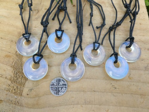 Crystal gemstone donut pendant - donut,