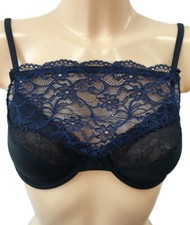 Modesty Panel - Lace Bra Insert - Instant Camisole Chest Cover Up - NAVY BLUE