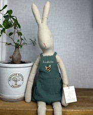 Maileg Size 5 Rabbit In Overalls - Large Bunny Rabbit Green Bee Romper/overalls