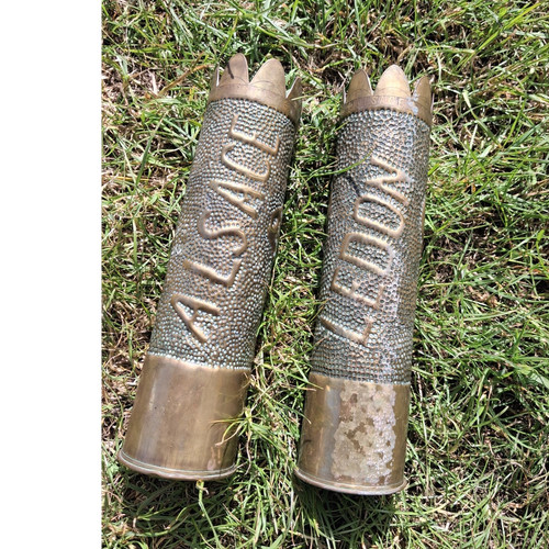 Pair wwi trench art brass - pair,