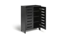 Slatted Shoe Cabinet Black