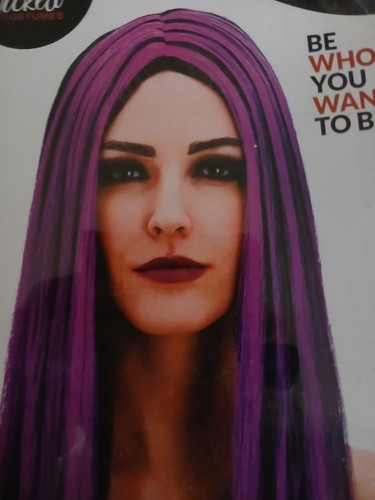 Purple black gothic long wig - black,