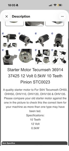 Starter motor tecumseh 36914 - ,