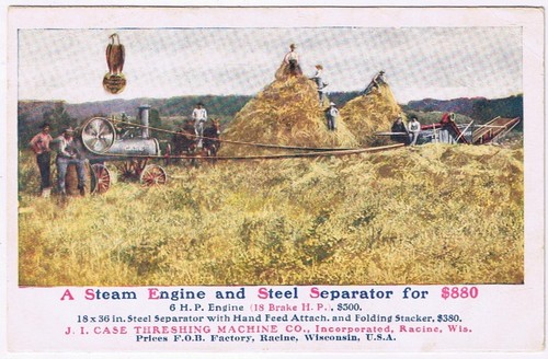Postcard case threshing - case,