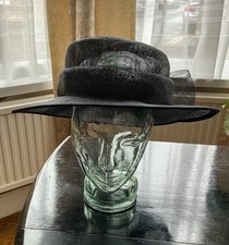 Ladies Black Mesh Wide Brim