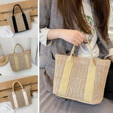 Ladies Wicker Handbag Bag Tote Beach Straw Woven Rattan Basket Bag Women Summer