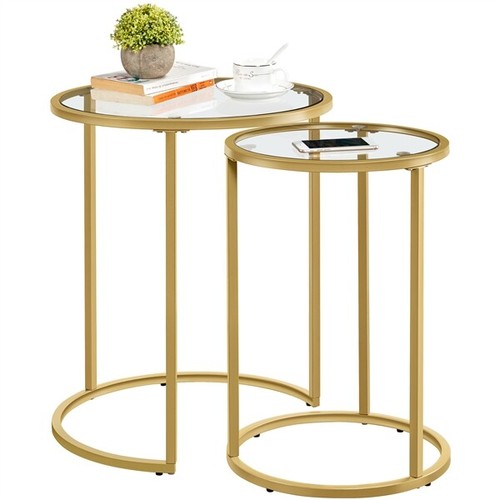 Round nesting table with metal - table,