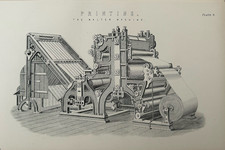 The Walter Machine – Antique Print c1870s – Industrial Printing Press – UK