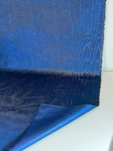Dark blue color silk moire - blue,