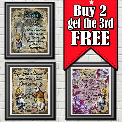 Alice wonderland art print - in,