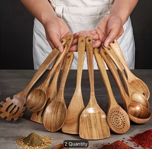 10pc wooden cooking utensil - wooden,