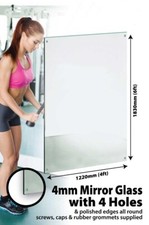 Polished Edge Mirror 4 Holes Glass Sheet 183cm X 122cm 6Ft X 4Ft 4mm Thick