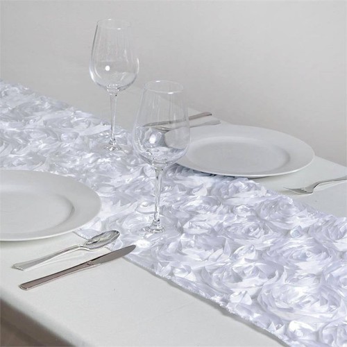 White 14x108 ribbon roses - white, 14x108"