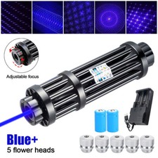 5 Watt Blue Burning Laser Pointer HighPower Visible Light Beam with 5 Caps US