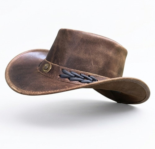 Leather cowboy hat australian - leather,