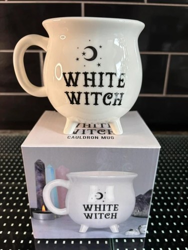 Gothic white witch cauldron - white,