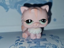 Littlest Pet Shop #460 Pink Striped Persian Cat Diamond Eyes LPS