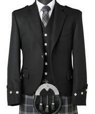 Men's Argyle Kilt Jacket And 5 Button Vest Scottish Wedding Kilts Jacket
