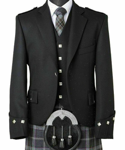 Black men argyle kilt - black,