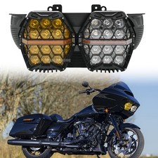 For Harley Road Glide 2015-2023 LED Amber + Clear Dual Headlight DRL Hi/Low Beam