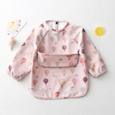 Kids Long Sleeve PU Reverse Dressing Baby Bib Soft Anti-dirty Feeding Clothes