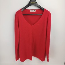 PRINGLE of Scotland Red 100% Cashmere Deep V-Neck Jumper Pullover Sweater XL