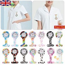 Silicon Nurse Watch Tunic Quartz Fob Pocket Brooch Washable + Free New Battery