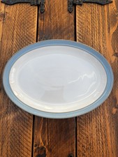Denby " Colonial Blue " Oval Steak Plate / Serving Platter 33cm x 23.5cm