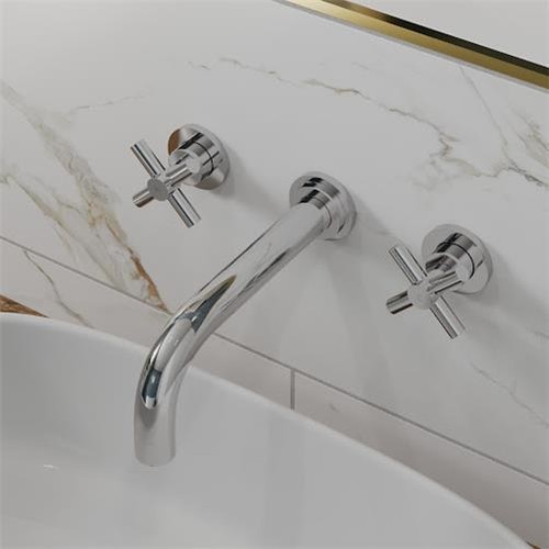 Wall mounted basin mixer tap - mounted,