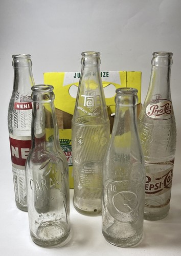 Vintage glass soda bottle lot - glass,