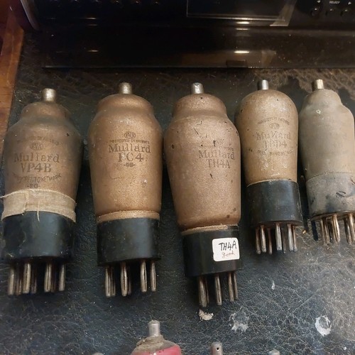 Ten large radio valves