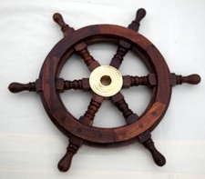 Classic traditional ship's 6 spoke wooden wheel
