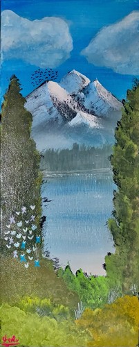 Acrylic bob ross inspired - acrylic,