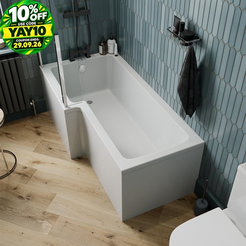 1600mm shaped shower bath - shower,