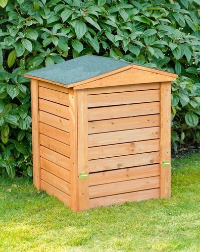 Hinged lid wooden compost bin - wooden,
