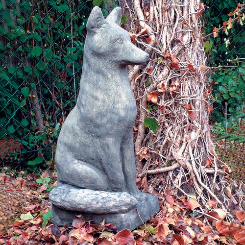 Fox stone garden ornament - garden,