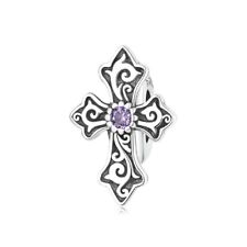 Sterling Silver 925 Charm Holy Cross Crucifix Symbol Faith Stopper Spacer Bead