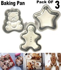 3 PC Novelty BEAR / MAN / STAR Cake Baking Pan Tin Kids Birthday Party Aluminium