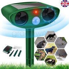 Solar Ultrasonic Dog Cat Repellent Fox Pest Scarer Deterrent Repeller Garden UK