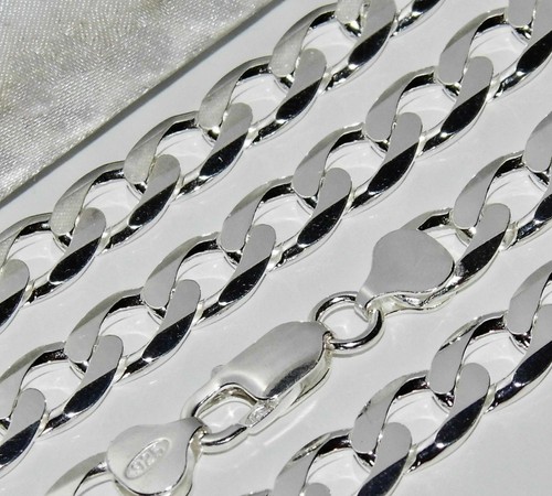 Sterling silver curb chain - silver, 8mm