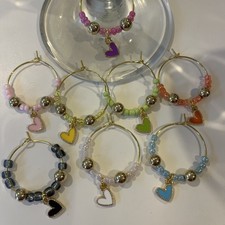 8 x Wine Glass Charms heart