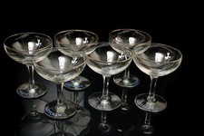A SET OF SIX VINTAGE BABYCHAM WHITE FAWN COCKTAIL CHAMPAGNE GLASSES 1960S.