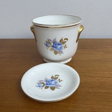 Aynsley Wild Blue Rose Pin dish and pot  (12)