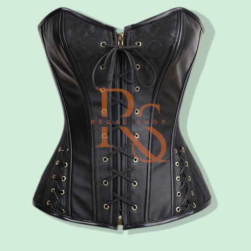 Women black leather corset - women’s,