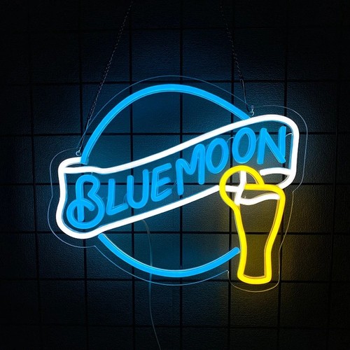 Blue moon neon sign - blue,