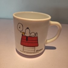Vintage Snoopy Pyrex Mug Arcopal France “I Hate People Who Sing In The Morning"