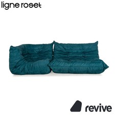 Ligne Roset Togo Fabric Sofa Set Blue Two Seater Chair Couch Neubezug