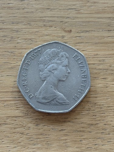 1977 old large 50p fifty - 1977, pence