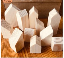 wooden houses in a box. 20x20mm square.  Set of 8-10 houses, different sizes