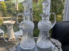 👀ONE RARE 12” EDINBURGH THISTLE ENGRAVED Cut Glass Crystal CLARET JUG Decanter